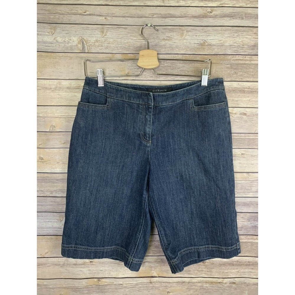 CITY unltd Womens Denim Bermuda Shorts Size 8 Flat